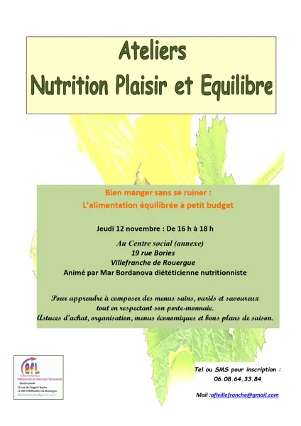 Atelier : nutrition, plaisir et équilibre