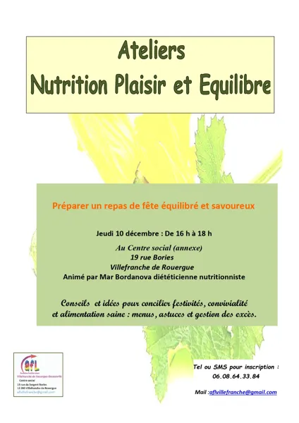 Atelier : nutrition, plaisir et équilibre