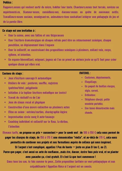 Stage de Danse, Rap Opéra