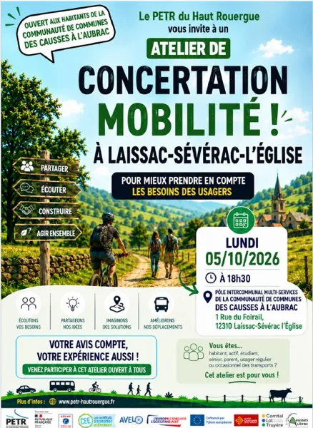 Ateliers de concertation : Schéma directeur cyclable du PETR du Haut Rouergue : place à la concertation !