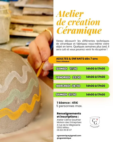 Atelier de création de Céramique, mois d'octobre - Céline Gauthier