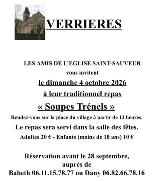 Traditionnel Repas « Soupes Trénels » à Verrières