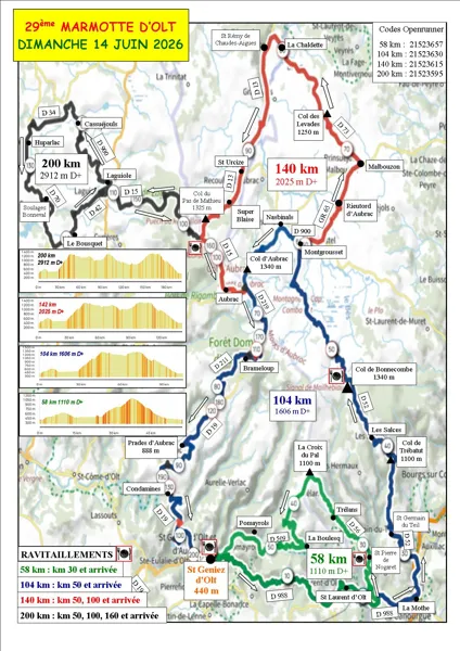 Parcours Marmotte d'Olt dimanche