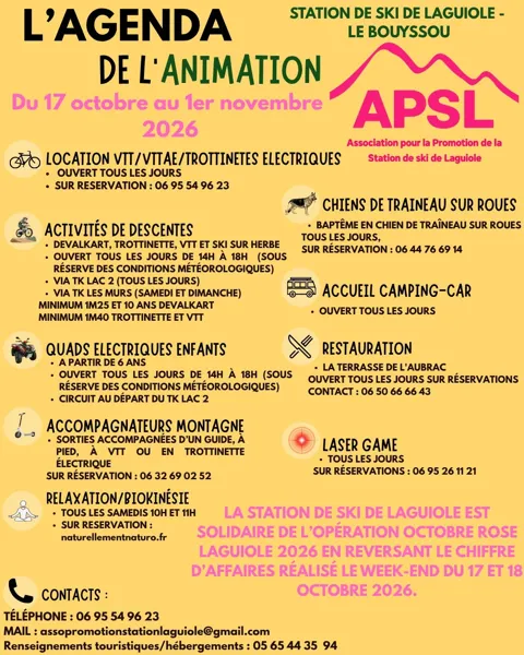 Vacances de la Toussaint - Station de ski Laguiole