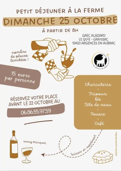 Petit déjeuner à la Ferme Gaec Alazard