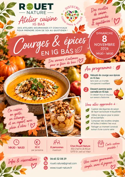 Atelier cuisine : Courges & épices en IG bas