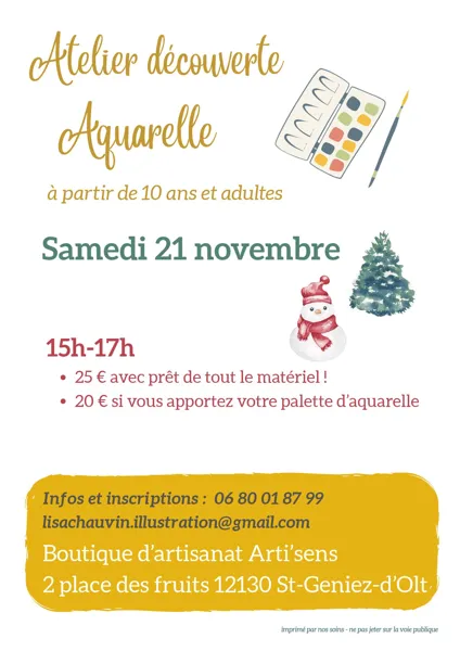 Atelier découverte aquarelle
