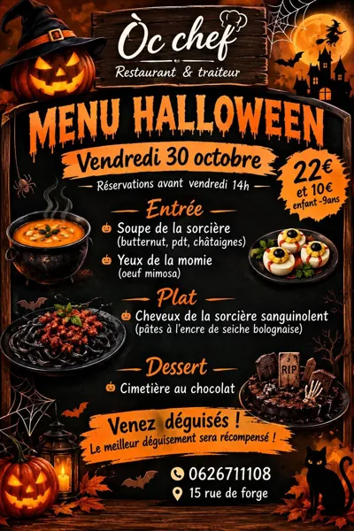 Soirée menu Halloween chez Òc Chef