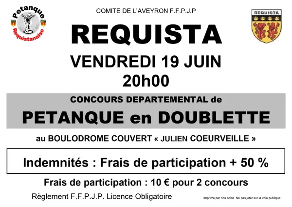 Concours Départemental de Pétanque en Doublette